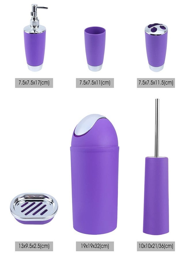 Estink 6 Piece Bathroom Accessories Set, Bath Ensemble Bath Set Includes Lotion Bottles Toothbrush Holder Tooth Mug Dish Toilet Brush Trash Can for Decorative Countertop Housewarming - Image 5