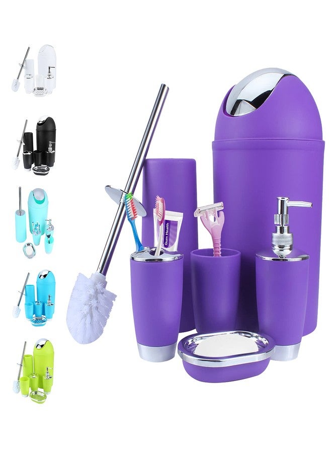Estink 6 Piece Bathroom Accessories Set, Bath Ensemble Bath Set Includes Lotion Bottles Toothbrush Holder Tooth Mug Dish Toilet Brush Trash Can for Decorative Countertop Housewarming - Image 1