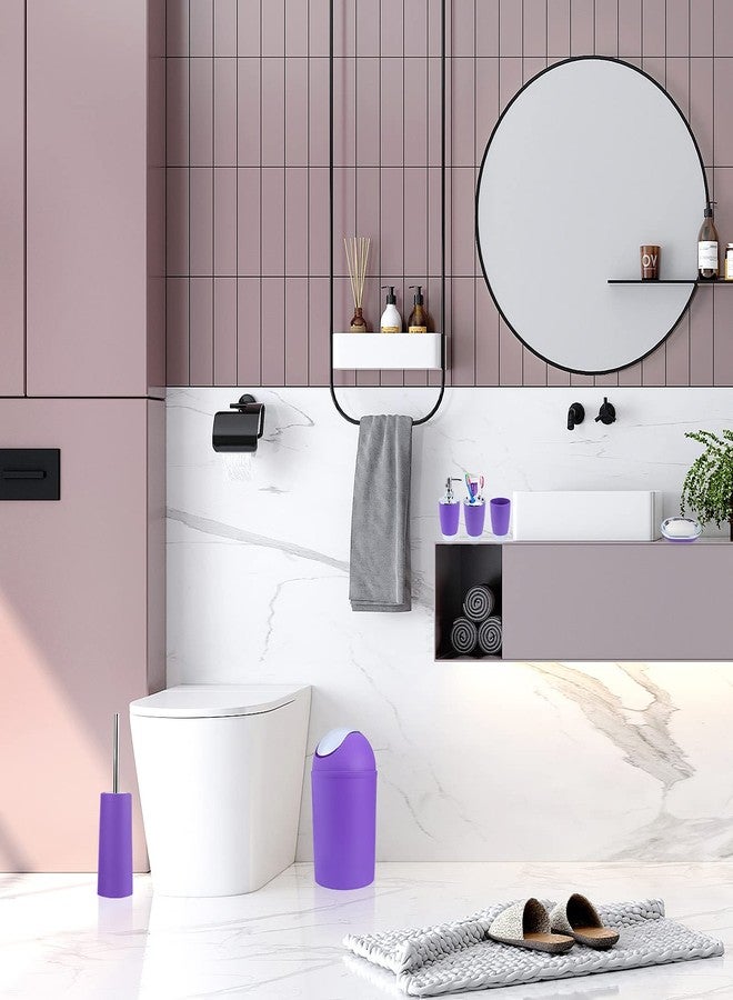 Estink 6 Piece Bathroom Accessories Set, Bath Ensemble Bath Set Includes Lotion Bottles Toothbrush Holder Tooth Mug Dish Toilet Brush Trash Can for Decorative Countertop Housewarming - Image 3