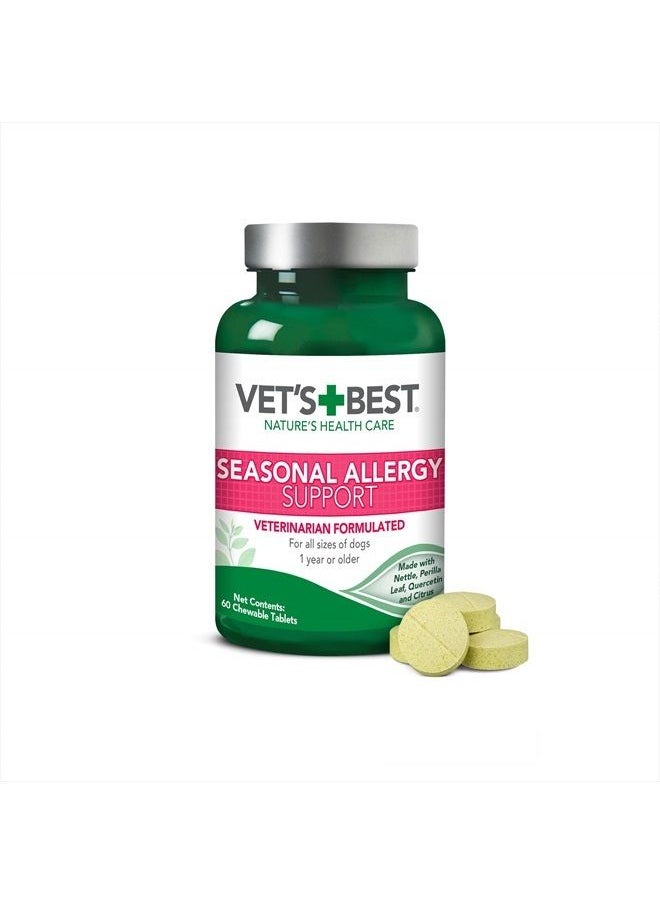 Vet's Best Seasonal Allergy Relief | Dog Allergy Supplement | Relief from Dry or Itchy Skin | 60 Chewable Tablets  - Image 1