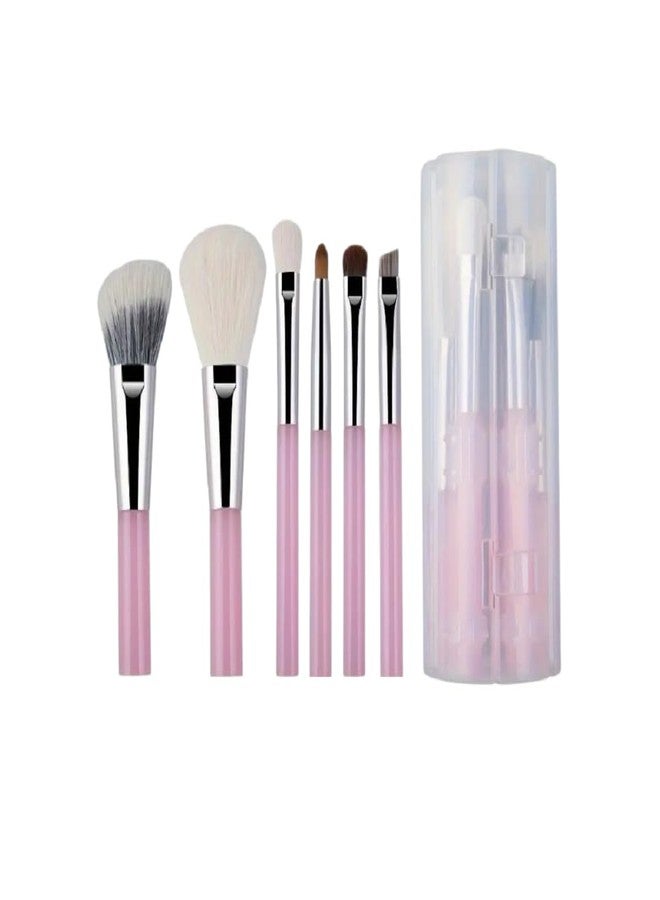 MESKIN 6-Piece Makeup Brush Set (Pink) - Premium Design for Precise Application on Face, Eyes & Brows | Cruelty-Free with Ultra-Soft Bristles - Image 1