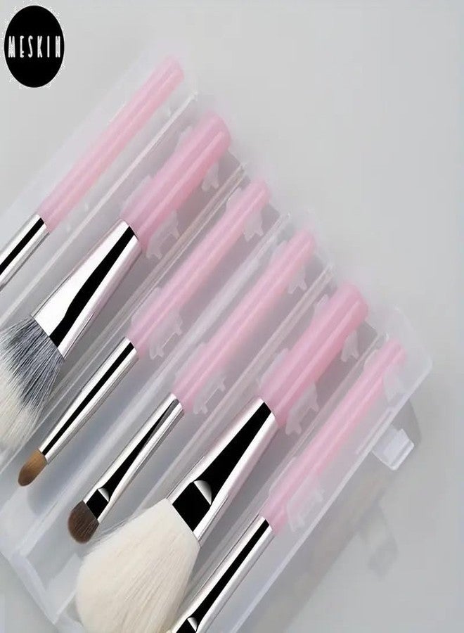 MESKIN 6-Piece Makeup Brush Set (Pink) - Premium Design for Precise Application on Face, Eyes & Brows | Cruelty-Free with Ultra-Soft Bristles - Image 3