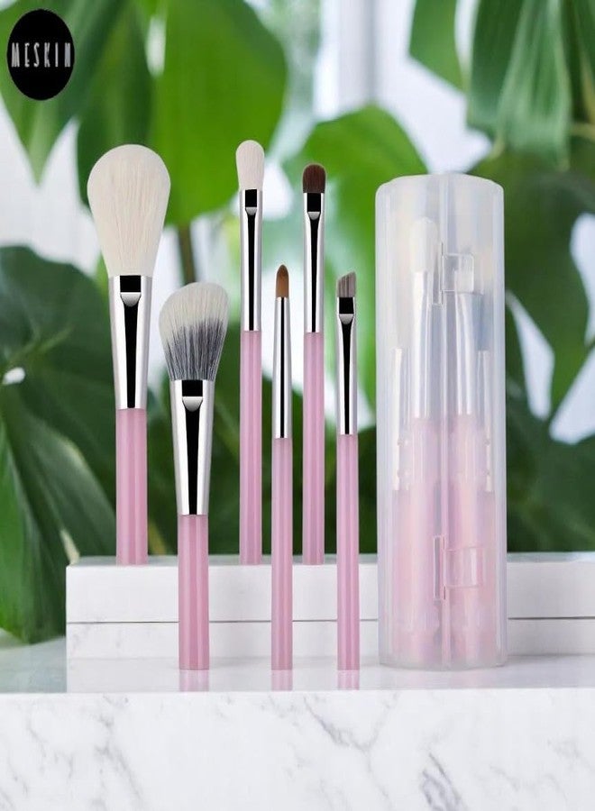 MESKIN 6-Piece Makeup Brush Set (Pink) - Premium Design for Precise Application on Face, Eyes & Brows | Cruelty-Free with Ultra-Soft Bristles - Image 4