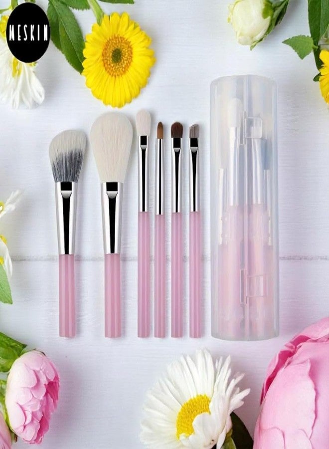 MESKIN 6-Piece Makeup Brush Set (Pink) - Premium Design for Precise Application on Face, Eyes & Brows | Cruelty-Free with Ultra-Soft Bristles - Image 5