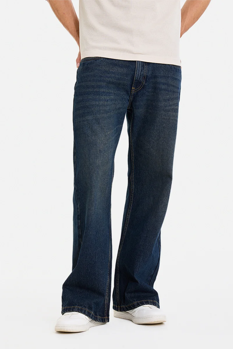 SNITCH Indigo Solid Flared Fit Casual Jeans