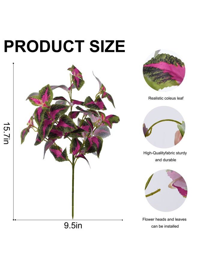 florisso Artificial Greenery Plants Outdoor, Faux Plants UV Resistant Silk Plants with Stems, Coleus Fake Plants for Outside Garden Patio Hanging Planter Pathway Front Porch Decoration(Red) - Image 3