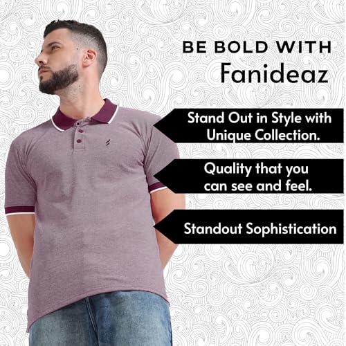 fanideaz Men Cotton Regular Fit Half Sleeve Polo Collar Tshirts || Textured Cotton Tshirt _Wine Red_5MN_2XL - Image 3