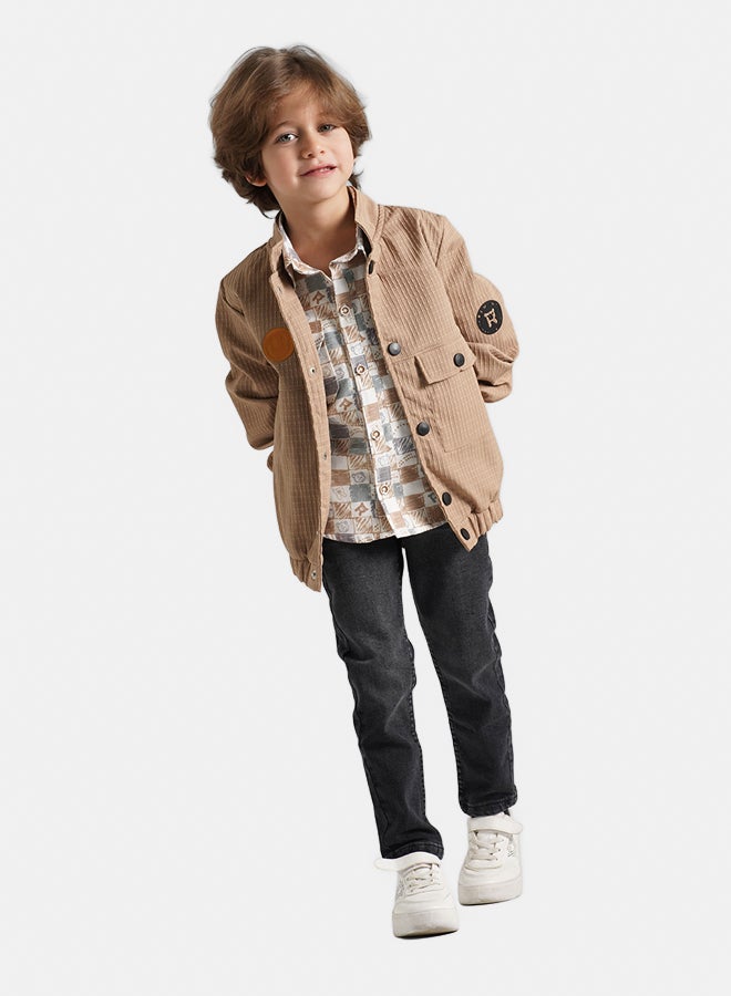 ريمينت جاكيت للاولاد خفيف للربيع بيج داكن - Image 1