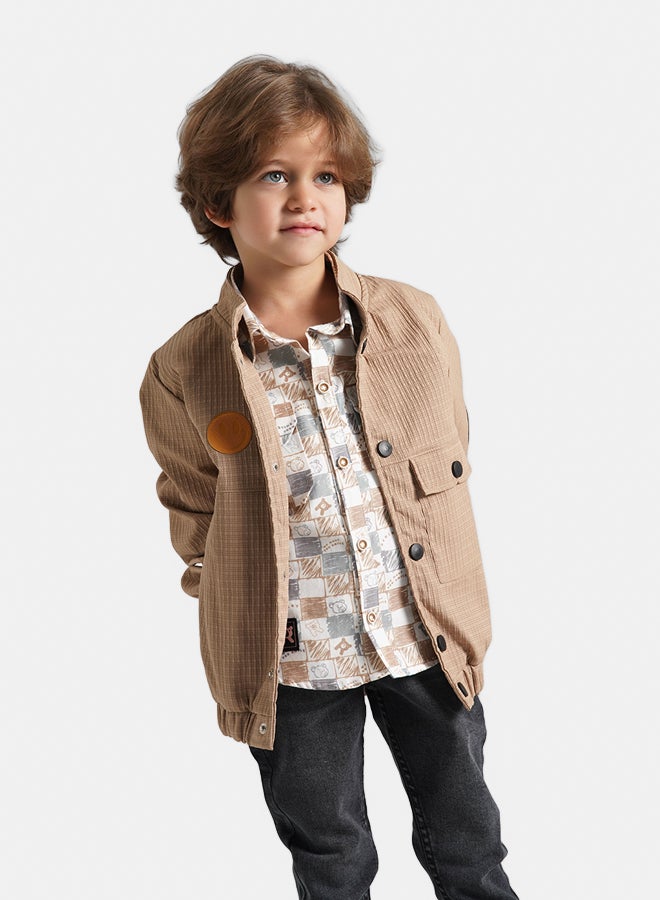 ريمينت جاكيت للاولاد خفيف للربيع بيج داكن - Image 2