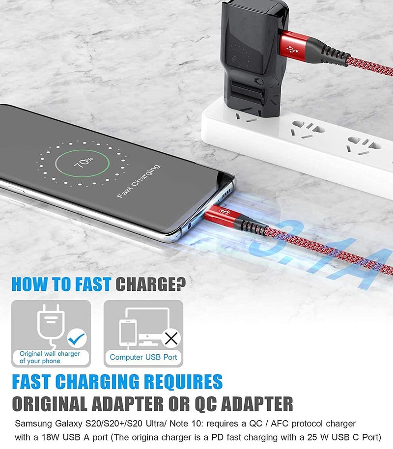 sweguard USB C Kabel 3.1A [2Stück 3m]Schnellladung,USB C Nylon Ladekabel Schnellladekabel - Image 3