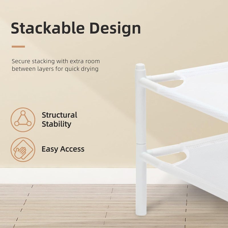STORAGE MANIAC Sweater Drying Rack, Mesh Clothes Drying Rack, Stackable Laundry Drying Rack, Lay Flat Dryer for Delicates, Portable Dry Rack for Indoor or Outdoor, White, 2-Pack - Image 5