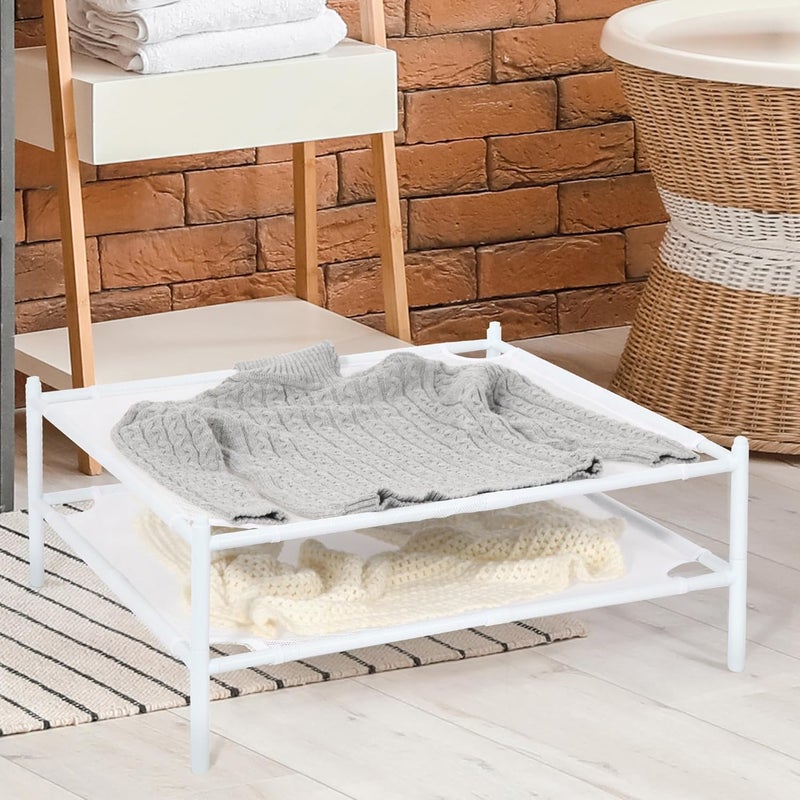 STORAGE MANIAC Sweater Drying Rack, Mesh Clothes Drying Rack, Stackable Laundry Drying Rack, Lay Flat Dryer for Delicates, Portable Dry Rack for Indoor or Outdoor, White, 2-Pack - Image 2
