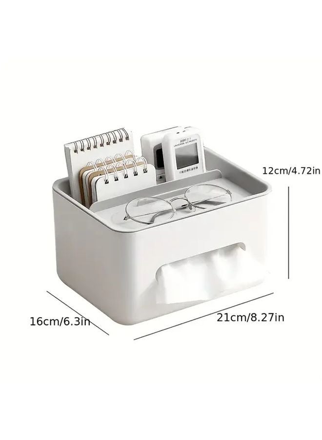 Grey Multi Functional Tissue Box Remote Control Organizer Desktop Storage Holder - Image 4