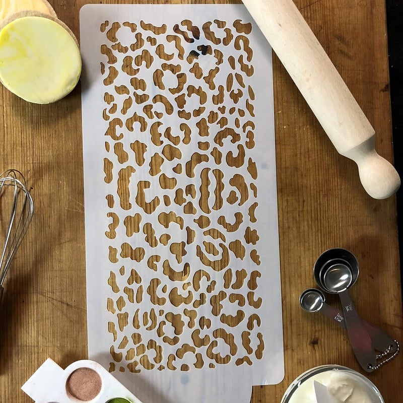 Designer Stencils C455 Leopard Skin Cake Stencil Beigesemitransparent - Image 4