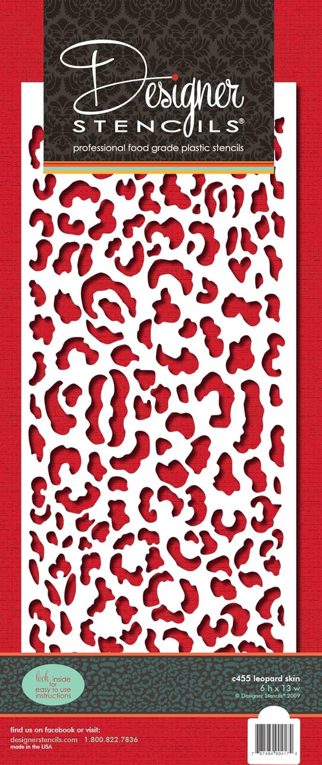 Designer Stencils C455 Leopard Skin Cake Stencil Beigesemitransparent - Image 3