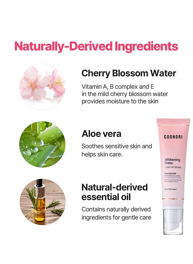 COSNORI Whitening Dress Tone Up Cream 50ML, Quick Skin Tone Balancer, Evens Out Complexion, No Makeup Natural Look, Long-Lasting Hydrating & Sebum Control Face And Body, Brightening Skin For All Skin Types - Image 2