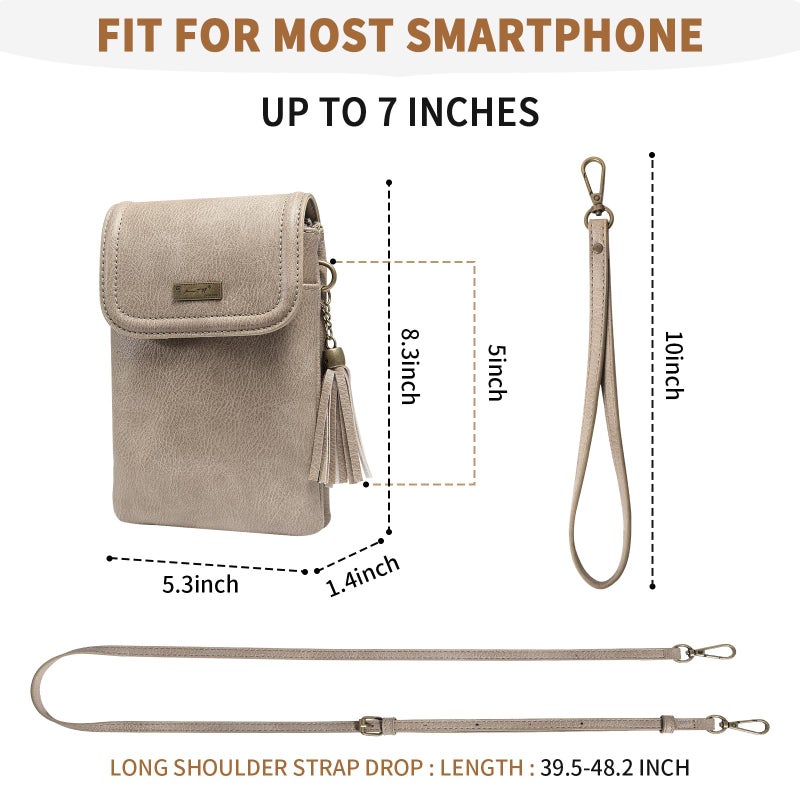 AnsTOP Small Crossbody Bag for Women,Minimalist Designer Vegan Leather Phone Purse with Tassel,Handheld & Adjustable Shoulder Strap for Daily Use Gold - Image 5