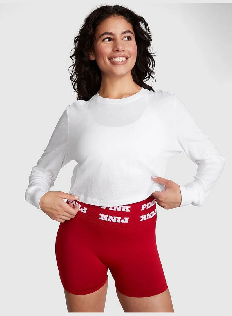 PINK Premium Cotton Cropped Long-Sleeve T-Shirt