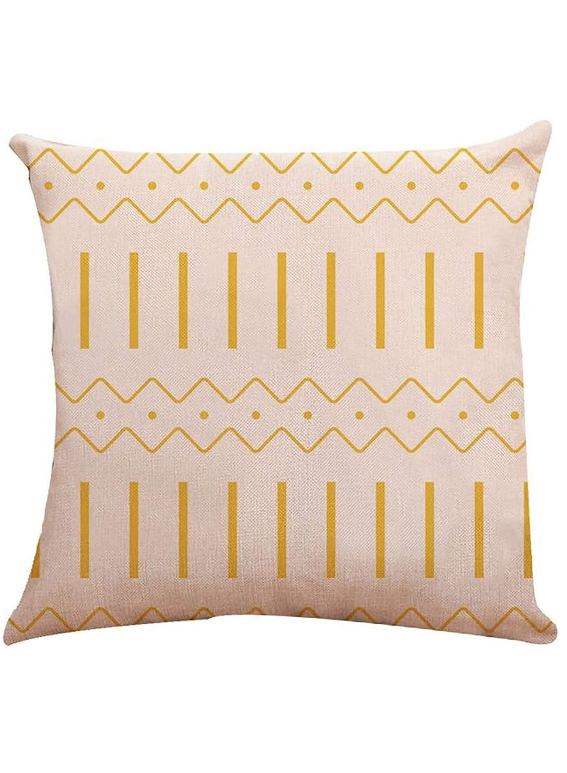 Pillow Covers 18x18 Set of 4, Modern Sofa Throw Pillow Cover, Decorative Outdoor Linen Fabric Pillow Case for Couch Bed Car Home Sofa Couch Decoration 45x45cm (Yellow, 18x18, Set of 4) - Image 4