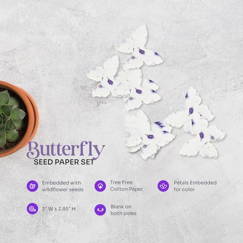 Seed Bloom Wildflower Seed Paper - Set of 24 Purple Butterfly-Shaped with Envelope and Planting Instruction, Writable & Plantable Gift for Mom and Plant Lover, Ideal for Wedding, Memorial, Baby Shower - Image 4
