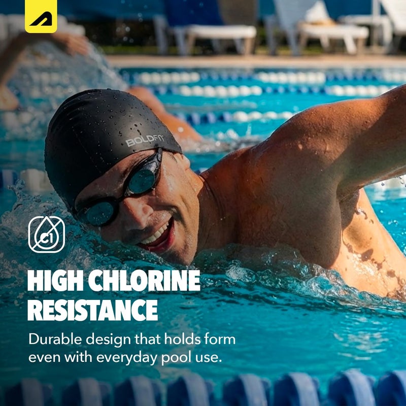 Boldfit Silicone Swimming Cap for Unisex - Blue | Comfortable Swim Headwear for Pool Training, Swimming and Water Activities - Image 5