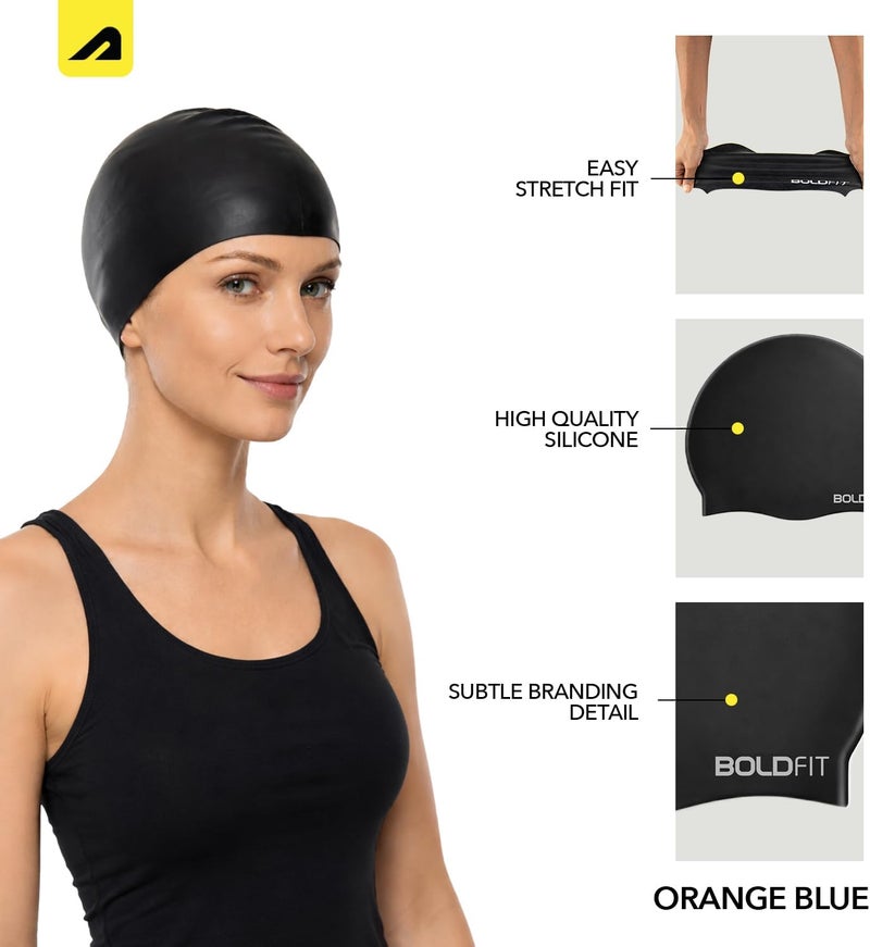 Boldfit Silicone Swimming Cap for Unisex - Blue | Comfortable Swim Headwear for Pool Training, Swimming and Water Activities - Image 2