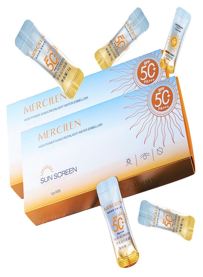 Okerker 60PCS Mini Sunscreen SPF50+ PA+++ - Travel Size Sunscreen Bulk for Face & Body, Lightweight & Non-Greasy, Water-Resistant, Perfect for Summer Party & Thank You Gifts - Image 1