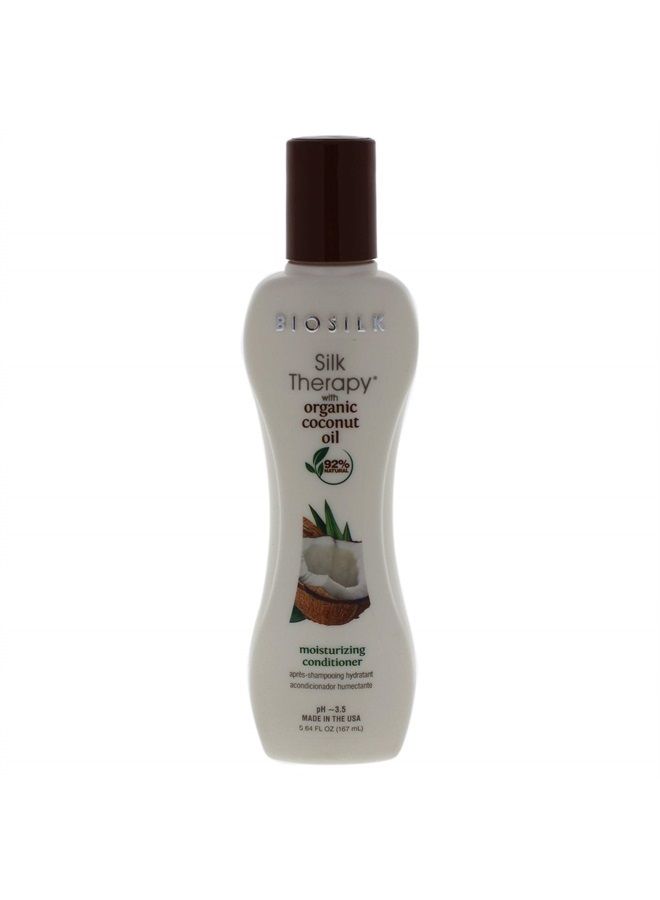 BIOSILK Silk Therapy Coconut Oil Moisturizing Conditioner - 92% Natural, Sulfate, Paraben and Gluten Free - Multiple Sizes - Image 1
