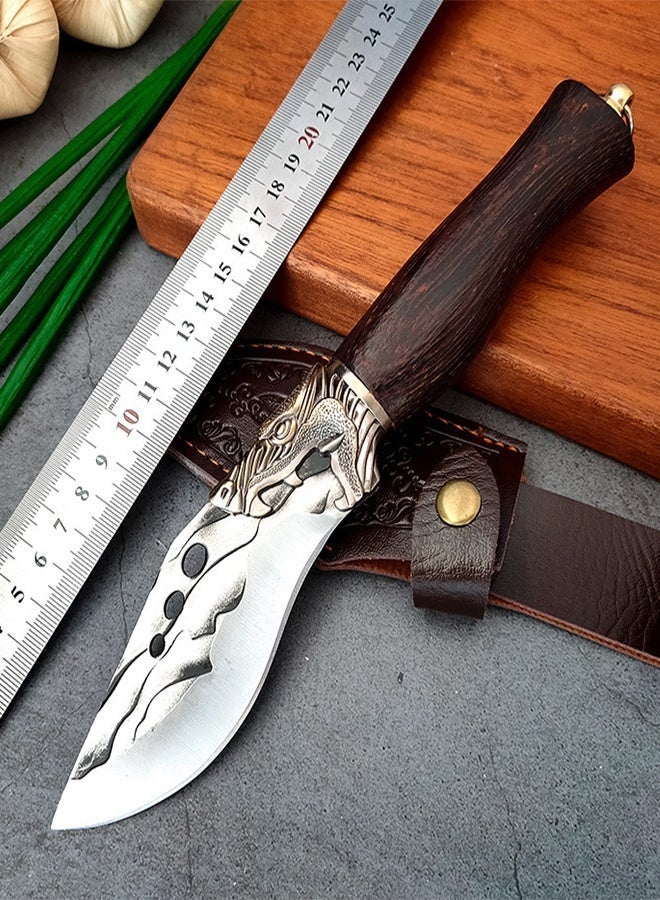 Saiboro Kitchen Chef Knives 22.5cm,Hammered Viking Knife, Hand-Forged Butcher Knife Boning Knife/Camping Knife  with Sheath, Kitchen Chef Knives, High Carbon Steel, Suitable for Home, Outdoor, Camping - Image 3
