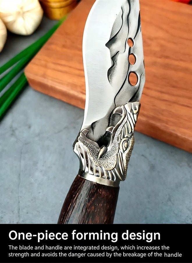 Saiboro Kitchen Chef Knives 22.5cm,Hammered Viking Knife, Hand-Forged Butcher Knife Boning Knife/Camping Knife  with Sheath, Kitchen Chef Knives, High Carbon Steel, Suitable for Home, Outdoor, Camping - Image 5