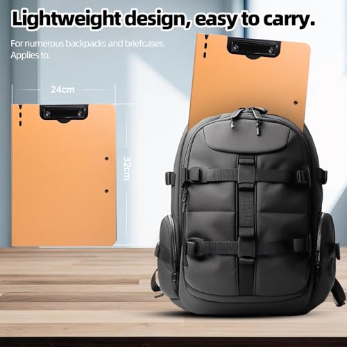 FRETONBA Clipboard Folder, A4 Foldable Clipboard with Horizontal and Vertical Double Metal Clips, 360 Degree Foldable Binder Clipboards with Pen Holder, File Cover Work Folder Clipboards, Orange - Image 2