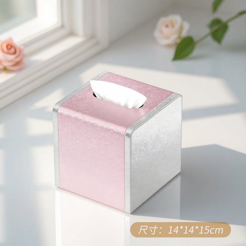 Square Leather Tissue Holder for Home Use, High-End Tissue Box for Bedroom and Living Room, Luxury Tissue Dispenser - Image 1