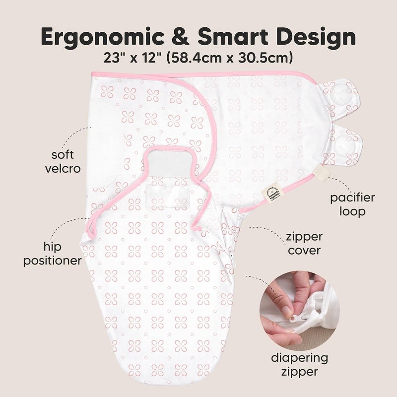KeaBabies Baby Swaddle Sleep Sacks with Zipper - 3-Pack Newborn Swaddle Sack, Baby Swaddles Sleep Sack 0-3 Months, Wearable Blanket Baby, Baby Swaddle Blanket Wrap, Swaddle Sack, Easy Change Swaddle (Blossom) - Image 3