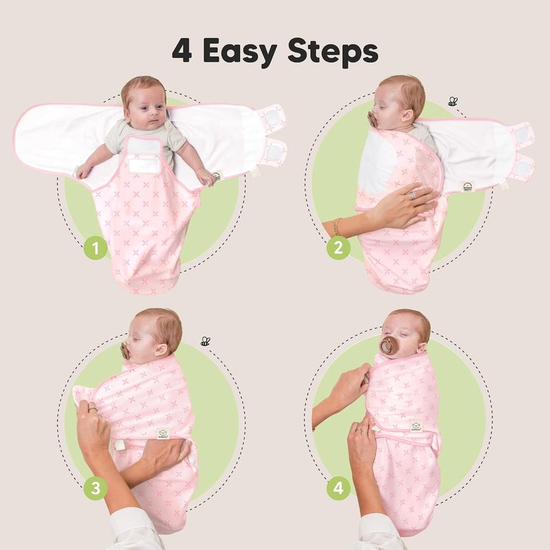 KeaBabies Baby Swaddle Sleep Sacks with Zipper - 3-Pack Newborn Swaddle Sack, Baby Swaddles Sleep Sack 0-3 Months, Wearable Blanket Baby, Baby Swaddle Blanket Wrap, Swaddle Sack, Easy Change Swaddle (Blossom) - Image 4