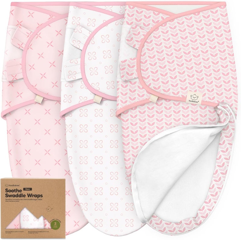 KeaBabies Baby Swaddle Sleep Sacks with Zipper - 3-Pack Newborn Swaddle Sack, Baby Swaddles Sleep Sack 0-3 Months, Wearable Blanket Baby, Baby Swaddle Blanket Wrap, Swaddle Sack, Easy Change Swaddle (Blossom) - Image 1