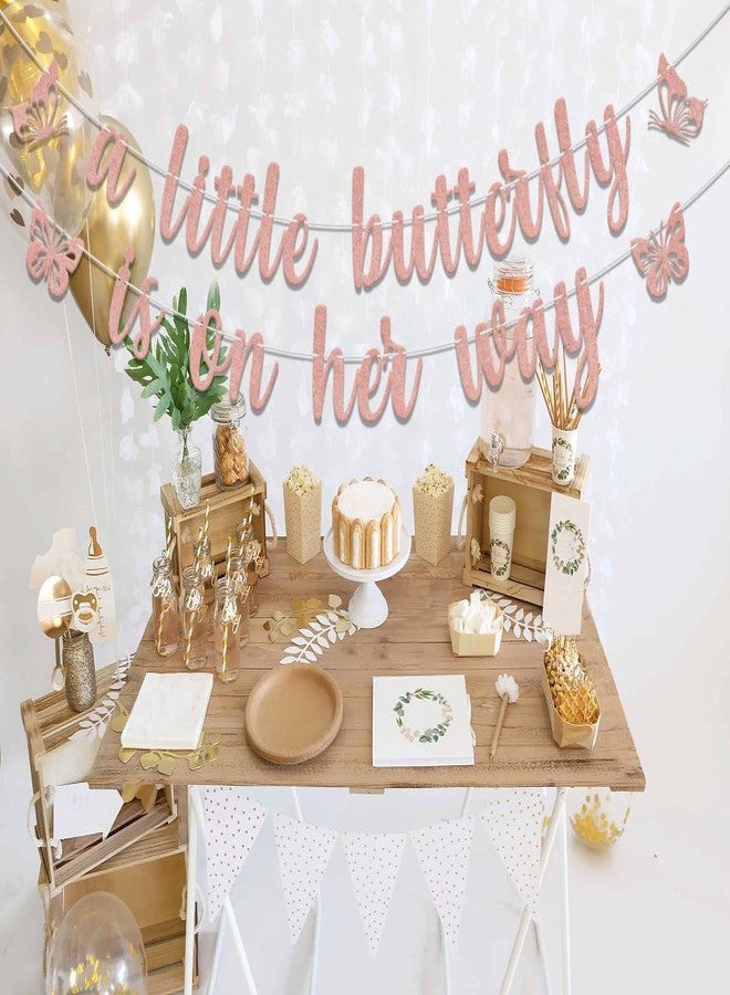 WFKLDF Little Butterfly Banner, Baby Shower & Birthday Party Decorations - Rose Gold - Image 5