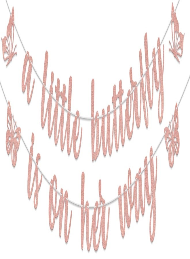 WFKLDF Little Butterfly Banner, Baby Shower & Birthday Party Decorations - Rose Gold - Image 1