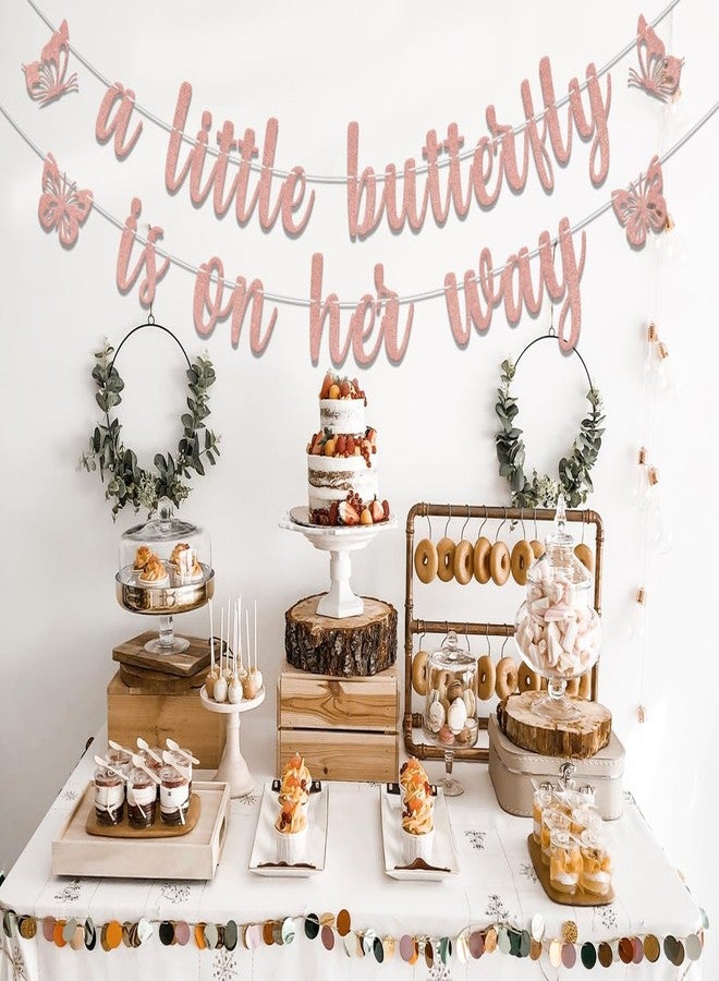 WFKLDF Little Butterfly Banner, Baby Shower & Birthday Party Decorations - Rose Gold - Image 4