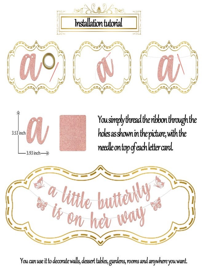 WFKLDF Little Butterfly Banner, Baby Shower & Birthday Party Decorations - Rose Gold - Image 2