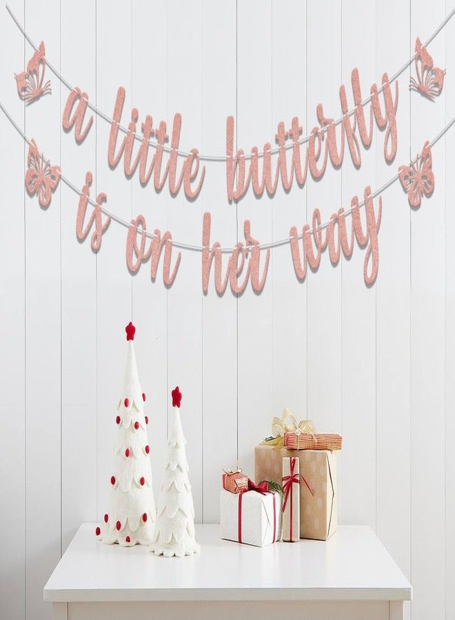 WFKLDF Little Butterfly Banner, Baby Shower & Birthday Party Decorations - Rose Gold - Image 3