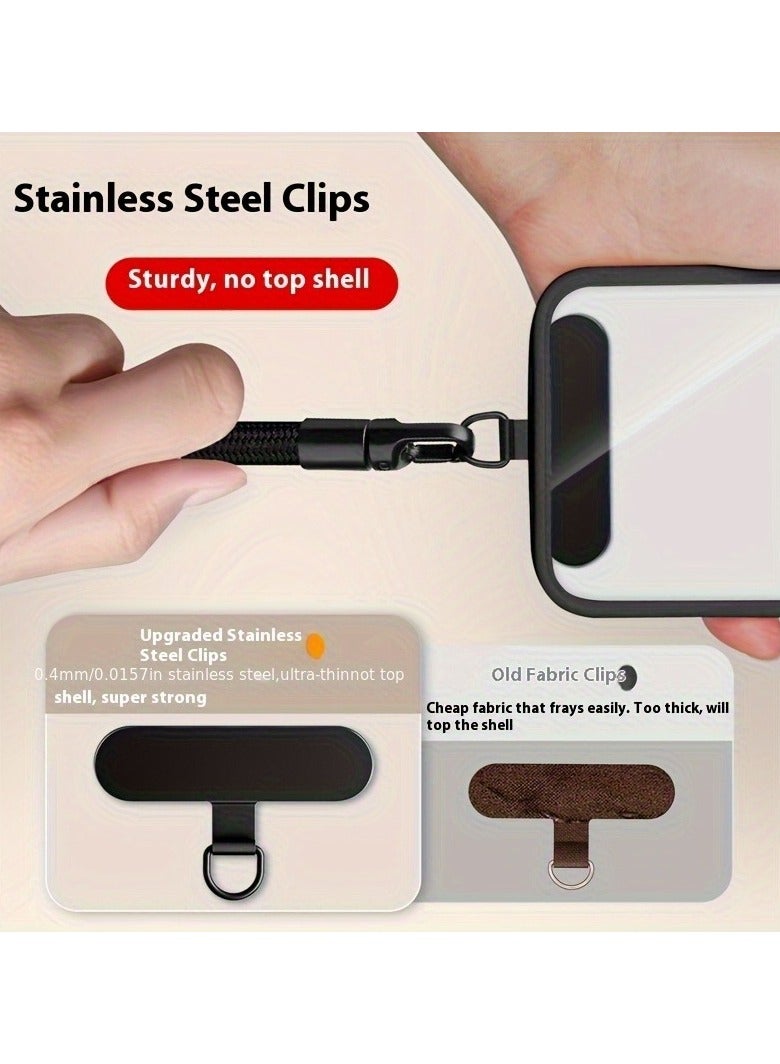 Black Outdoor Travel Mobile Phone Lanyard Crossbody Adjustable Long Strap Anti-Theft Braided Anti-Loss Security Rope with Stainless Steel Grommets, Multifunctional Nylon Patch Adjustable Shoulder Neck Strap Compatible with Most Smartphones, Polyester Fiber, for Outdoor Activitie - Image 3