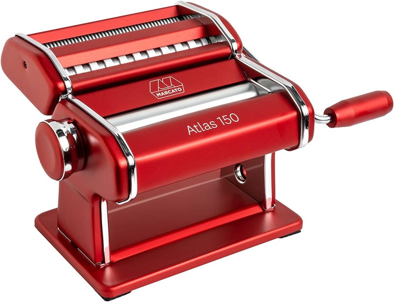 MARCATO MARCATO Atlas 150 Machine Made in Italy Red Includes Pasta Cutter Hand Crank and Instructions  - Image 1