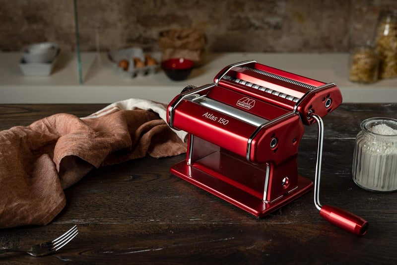 MARCATO MARCATO Atlas 150 Machine Made in Italy Red Includes Pasta Cutter Hand Crank and Instructions  - Image 3