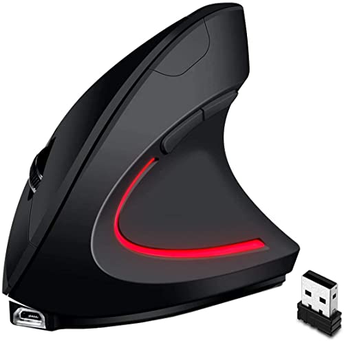 Letaclanic Ergonomic Wireless Mouse Unique Rechargeable Optical Vertical Mouse, 2.4G 5.0 Bluetooth Mouse Ergonomic with 6 Buttons, 800/1200/1600 DPI Wireless Mouse for Laptop,Desktop,PC,MacBook - Image 1