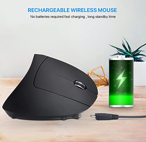 Letaclanic Ergonomic Wireless Mouse Unique Rechargeable Optical Vertical Mouse, 2.4G 5.0 Bluetooth Mouse Ergonomic with 6 Buttons, 800/1200/1600 DPI Wireless Mouse for Laptop,Desktop,PC,MacBook - Image 4