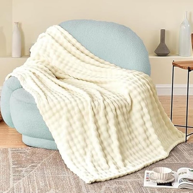 Loquat Throw Blanket for Couch,Ultra Soft Flannel Fleece Fluffy Throw Blanket,Super Heavy Warm Cozy Faux Fur Blanket for Sofa Bedroom Living Room (White, 150 * 200cm) - Image 1