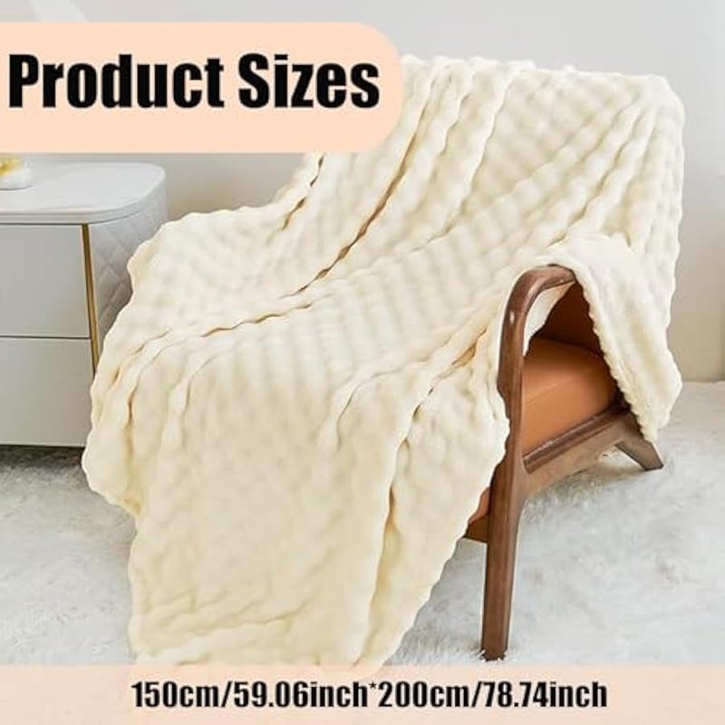 Loquat Throw Blanket for Couch,Ultra Soft Flannel Fleece Fluffy Throw Blanket,Super Heavy Warm Cozy Faux Fur Blanket for Sofa Bedroom Living Room (White, 150 * 200cm) - Image 2