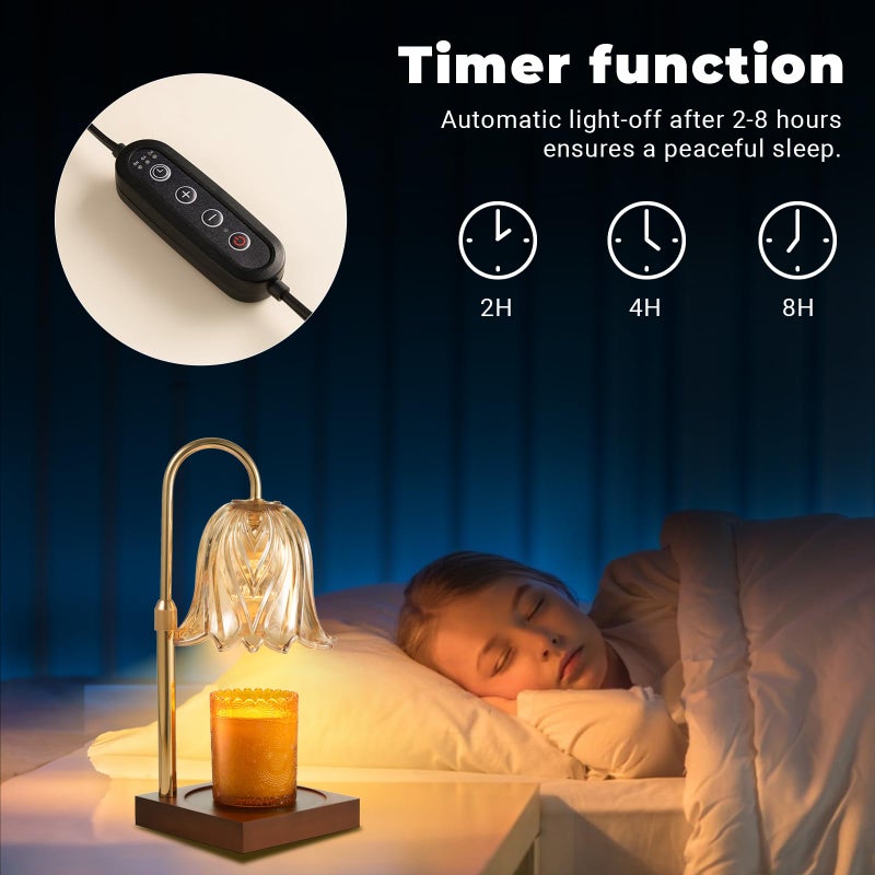 Godonlif Candle Warmer Lamp  Dimmable Candle Lamp Warmer  Adjustable Height  Timer  Bedroom Living Room Home Decor Wax Melt Warmer For Scented Wax With 2 Bulbs - Image 4