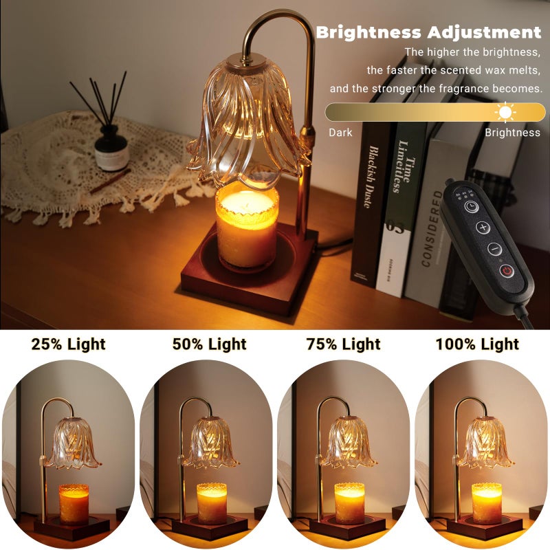Godonlif Candle Warmer Lamp  Dimmable Candle Lamp Warmer  Adjustable Height  Timer  Bedroom Living Room Home Decor Wax Melt Warmer For Scented Wax With 2 Bulbs - Image 3