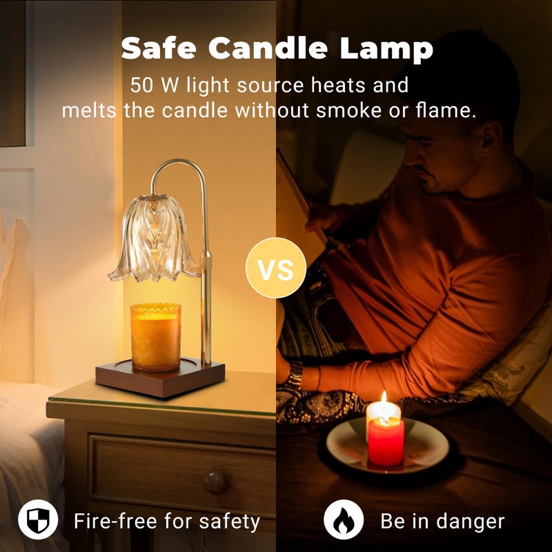 Godonlif Candle Warmer Lamp  Dimmable Candle Lamp Warmer  Adjustable Height  Timer  Bedroom Living Room Home Decor Wax Melt Warmer For Scented Wax With 2 Bulbs - Image 2